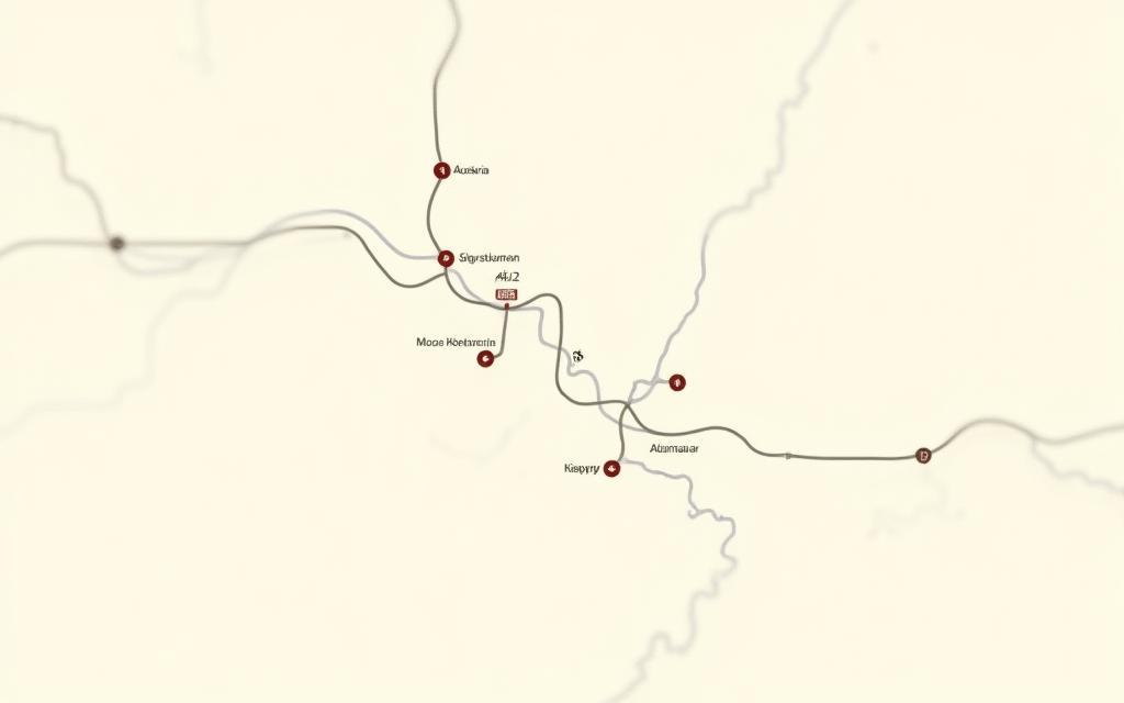 Map showing Austria’s major autobahn routes and tunnels