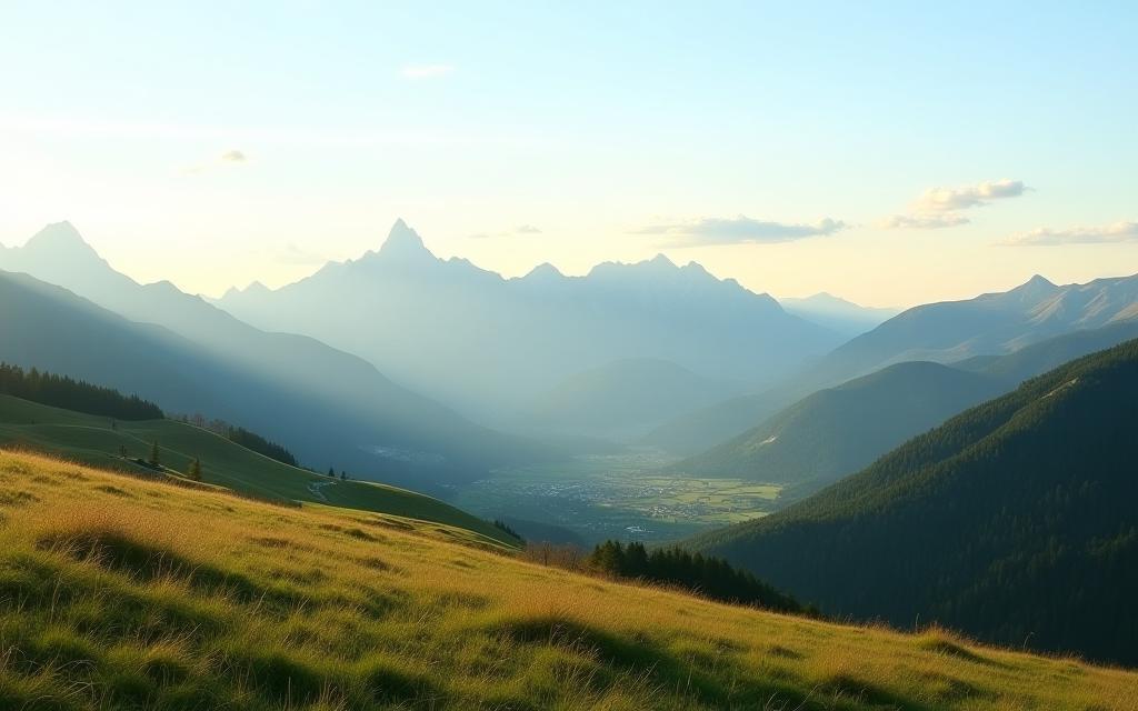 Panoramic view of Austrian mountains and countryside illustrating travel inspiration